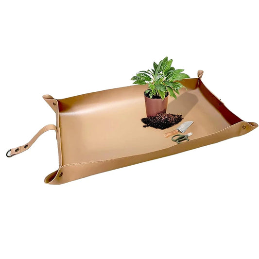 Alfombrilla de cuero impermeable para trasplante de plantas, tapete para macetas de interior, alfombrilla de jardinería portátil, duradera, 76 × 45cm
