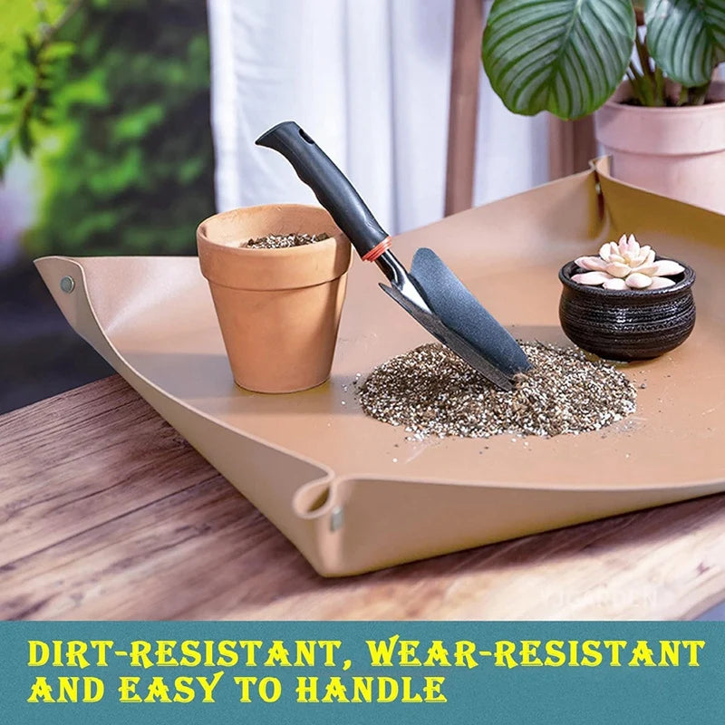 Alfombrilla de cuero impermeable para trasplante de plantas, tapete para macetas de interior, alfombrilla de jardinería portátil, duradera, 76 × 45cm
